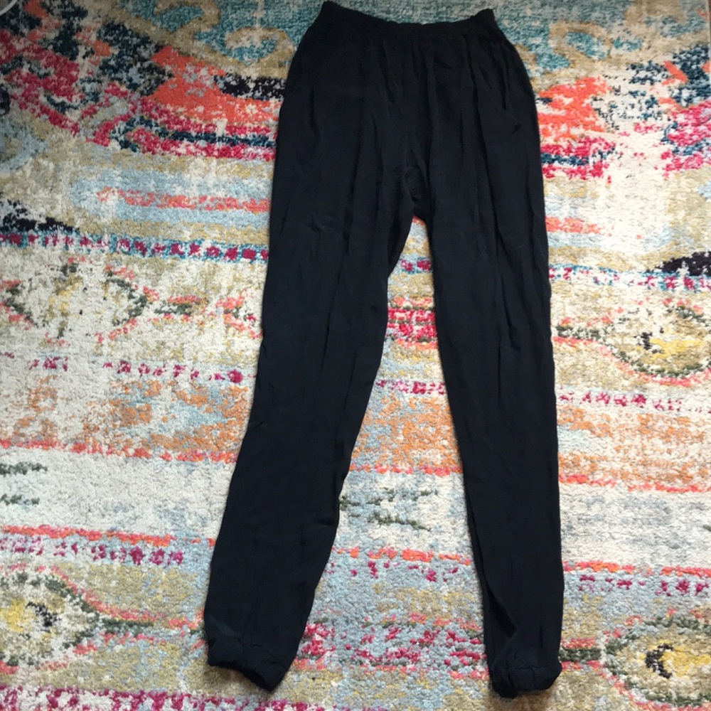 Black silky trousers